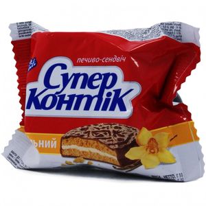 Печенье Супер-Контик с ванилью в шоколадно-молочной глазури 50г 10159829