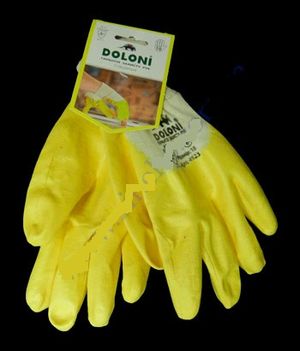 Рукавички 4523 бавовна з жовтим нітрилові покриттям, DOLONI, 0145521