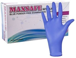 Перчатки MAXSAFE голубые нитрил без пудры 100шт в боксе 014507