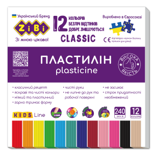 Пластилін ZiBi CLASSIC KIDS Line ZB.6233 12 кольорів 240г