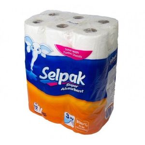 Полотенца бумажные макси, 12 рулонов, 3 слоя, SELPAK, 0129388