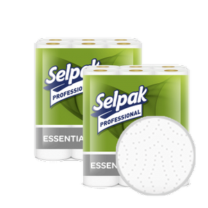 Полотенца SELPAK Pro Essential 32661110 - 12 рулонов 2-х слойные белые целлюлоза 0129386 - Фото 1