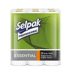 Полотенца SELPAK Pro Essential 32661110 - 12 рулонов 2-х слойные белые целлюлоза 0129386
