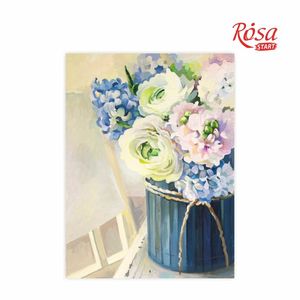 Полотно на картоні з контуром, дрібне зерно, бавовна, Ніжний букет білих троянд та бузок, 30х40 см, ROSA GPA283226