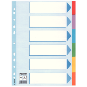 Роздільники з кольорового картону 6 аркушів A4 Esselte 100192
