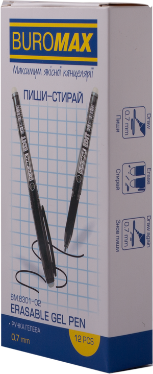 Ручка гелевая пиши-стирай Edit, 0.7 мм, BUROMAX BM.8301