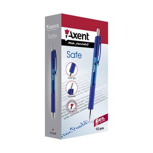 Ручка гелевая автоматическая 0.5 мм Safe Axent AG1074-02-A синяя - Фото 1