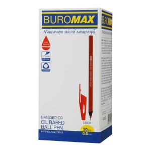 Ручка масляна LINEA 0.5 мм червона BUROMAX BM.8362-03