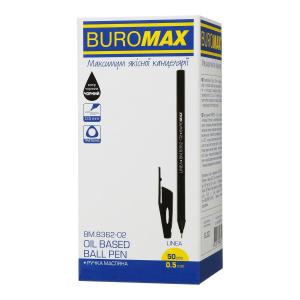 Ручка масляна LINEA 0.5 мм чорна BUROMAX BM.8362-02