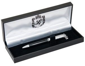 Ручка кулькова Crown з фианитом чорний в подарунковому футлярі LS.403022-01 Langres