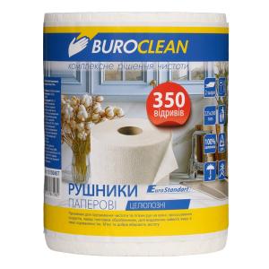 Рушники целюлозні Buroclean 350 відривів 70м 1 рул на гільзі 2-х шарові білі EuroStandart 10100407