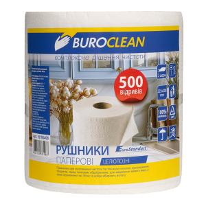 Рушники целюлозні Buroclean 500 відривів 100м 1 рул на гільзі 2-х шарові білі EuroStandart 10100408