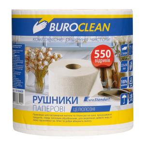 Рушники целюлозні Buroclean 550 відривів 115м 1 рул на гільзі 2-х шарові білі EuroStandart 10100409