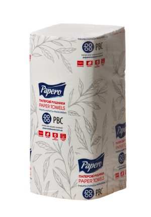 Полотенца бумажные PAPERO RN007 Z-образные 22.5х22 см 2 слоя 200 листов белые целлюлозные