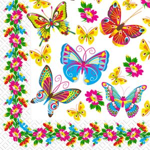 Салфетки Цветные бабочки, 33х33 см, 20 шт, Марго, 0126806
