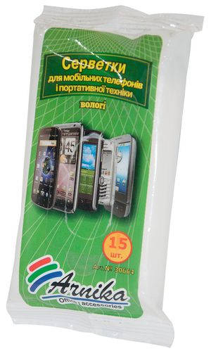 Серветки вологі для мобільних телефонів 15 шт Арніка 30664