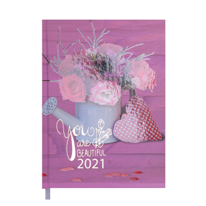 Щоденник датований 2021 ROMANTIC, A5, BUROMAX BM.2170 - колір: фіолетовий
