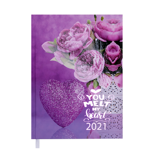 Ежедневник датированный 2021 ROMANTIC, A5, BUROMAX BM.2170 - цвет: фиолетовый