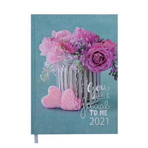 Ежедневник датированный 2021 ROMANTIC, A5, BUROMAX BM.2170 - цвет: розовый