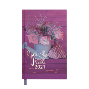 Ежедневник датированный 2021 ROMANTIC, A6, BUROMAX BM.2561 - цвет: голубой