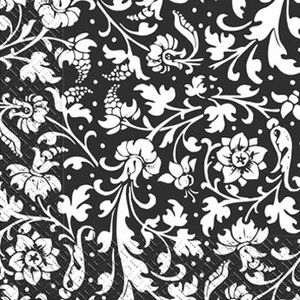 Салфетки Черно-белый орнамент, 24х24 см, 20 шт, Марго, 0126281