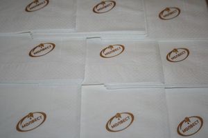 Серветки білі з логотипом, 3 шари, 33х33 см, 20 шт, 0126450