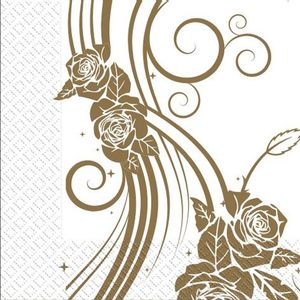 Салфетки Свадебные розы, 3 слоя, 33х33 см, 50 шт, Марго, 0126382