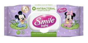 Салфетки влажные антибактериальные с клапаном 60 шт. Baby SMILE sm.26773