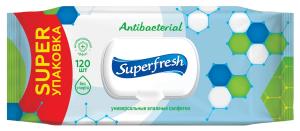 Салфетки влажные антибактериальные с клапаном 120 шт. Superfresh sr.42285