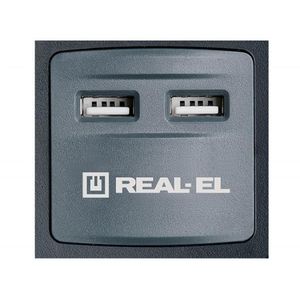 Сетевой фильтр питания REAL-EL RS-8F USB CHARGE 3m, black (EL122300004) - Фото 1