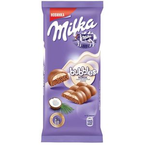 Шоколад молочний Milka Bubbels пористий з кокосом 97г 10734372