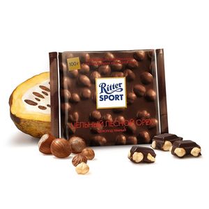Шоколад темный Ritter Sport с целым лесным орехам 100г 10549894