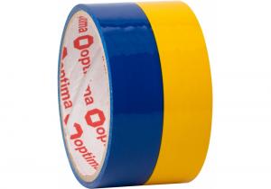 Стрічка клейка пакувальна 48мм*20 м жовто-блакитна Optima O45360