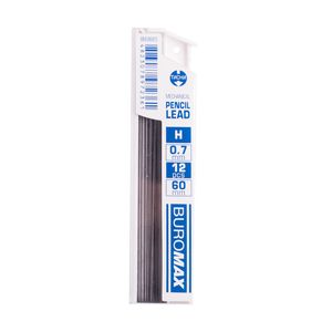 Стрижні для механічних олівців, H, 0.7 мм, 12 шт. BUROMAX BM.8665