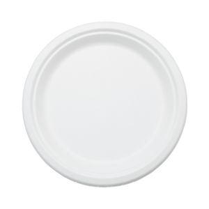 Тарелка круглая одноразовая белая из сахарного тростника d=22 см, 125 шт/уп 0111430
