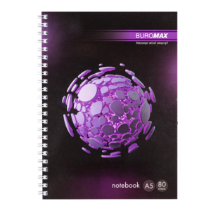 Зошит на пружині SPHERE А-5 80 аркушів, клітинка картонна обкладинка Buromax BM.24552101
