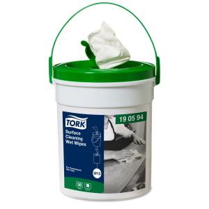 Влажные салфетки белые для очистки поверхностей Tork Premium 190594 в ведре-диспенсере 58 шт