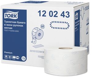 Туалетний папір Premium в рулонах міні, 2 шари, Tork, 120243