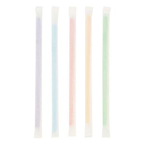 Трубочки для молочных коктейлей (в индивидуальной бумажной упаковке) прямые асорти 21 см d = 6,8 мм 200 штук 0131389