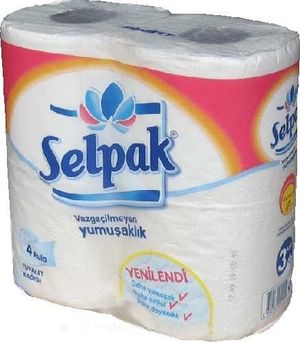 Туалетний папір білий, 3 шари, 4 шт, целюлоза, SELPAK, 0130645