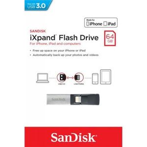 USB флеш накопичувач SANDISK 64GB iXpand USB 3.0 /Lightning (SDIX30N-064G-GN6NN) - Фото 2