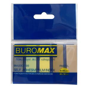 Закладки пластиковые с клейким слоем 5 цветов PASTEL 45x12 мм BUROMAX BM.2302-99