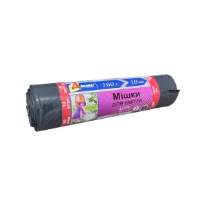Мешки для мусора Діоніс 160л 10шт 90x110 30мк КЕЗ ЧЕРНЫЕ 25 50204, Пакеты мусорные