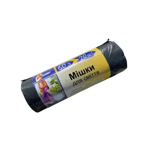 Мешки для мусора Діоніс 60л 20 шт 60x72 12мк ЧЕРНЫЕ 50 50209, Пакеты мусорные