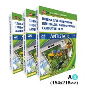 Плівка для ламінування глянсова формату A5 (154х216 мм) Antistatic 175 мкм 100 шт DA 11201011111YA - Фото 1