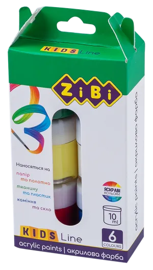 Акрил 6 кольорів х 10мл, KIDS Line ZiBi ZB.6660