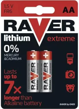 Батарейка EMOS RAVER by Emos АА FR06 Літій блістер 2шт B7821, Батарейки