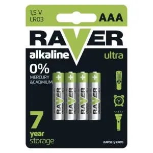 Батарейка EMOS RAVER by Emos Ultra Alkaline AAA LR03 блістер 4шт B7911, Батарейки