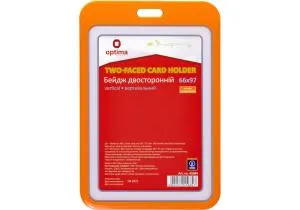 Бейдж OPTIMA преміальний вертикальний OPTIMA 66x97 мм двосторонній O45680, Бейджи - фото 3