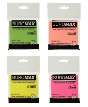 Блок паперу для записів NEON 76х76 мм асорті Buromax BM.2316-98, Блоки паперові